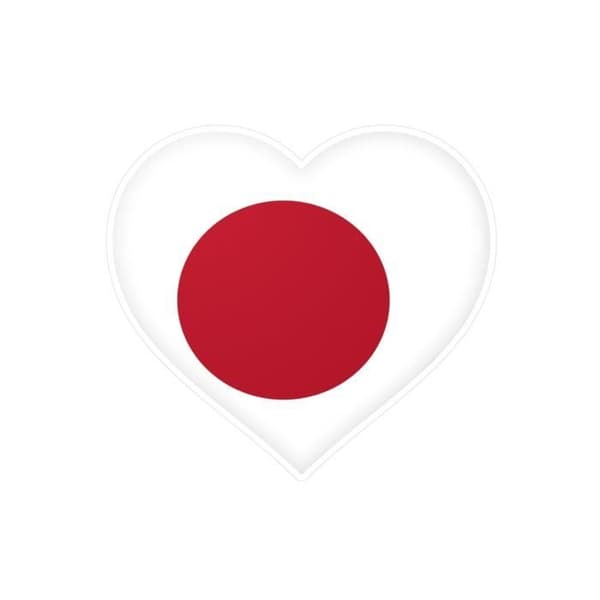 Hjerteklistermærke Japans flag 9 cm i 1000 stykker