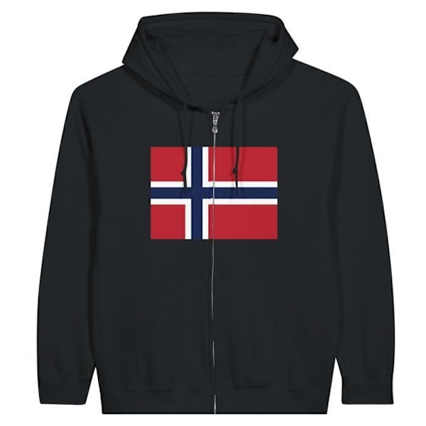 Norway Flag Zip Hoodie i Svart Svart S