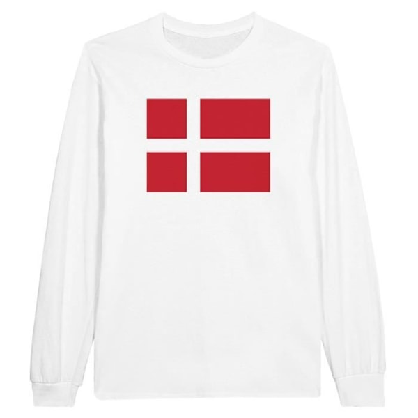 Denmark Flag langærmet T-shirt i hvid Vit XXXL