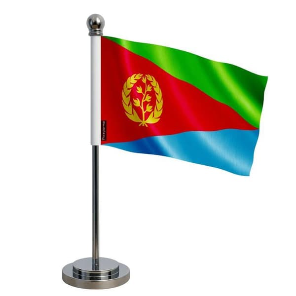 Kontorflag - Eritrea - 14 x 21 cm - Polyester - Trykt på for- og bagside - Rustfrit stål Flerfärgad