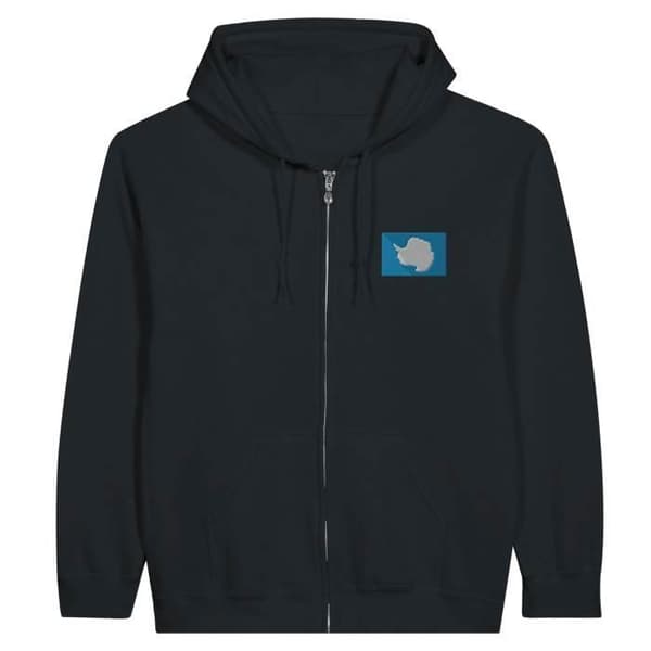 Sweatshirt med hætte - Antarktis flag - Sort - Polyester-bomuld - Lange ærmer - Unisex Svart M