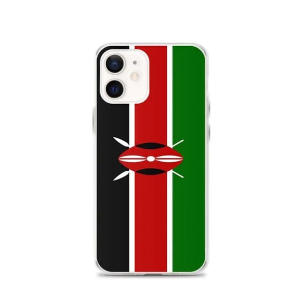 Coque til iPhone - PIXELFORMA - iPhone 12 - Kenyas flag - Blød silikone - Let design Grön, Röd, Svart