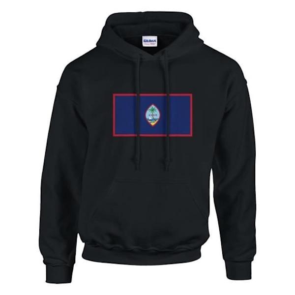 Guam Flag Hoodie i Svart Svart XXL