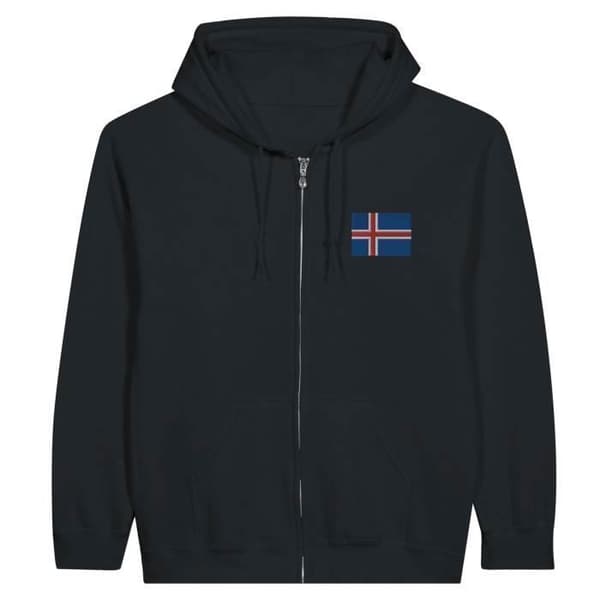 Hættebluse - PIXELFORMA - Islands flag - Sort - Lange ærmer - Hætte Svart XXL