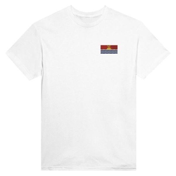 Kiribati Flag Broderi T-Shirt i Hvid Vit S