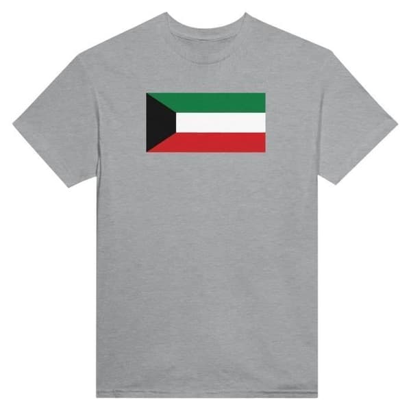 T-shirt - PIXELFORMA - Flag af Kuwait - 100% bomuld - Grå - Korte ærmer Grå M