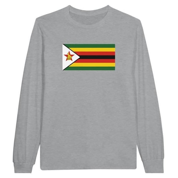 Zimbabwe Flag pitkähihainen T-paita harmaa Grå XXL