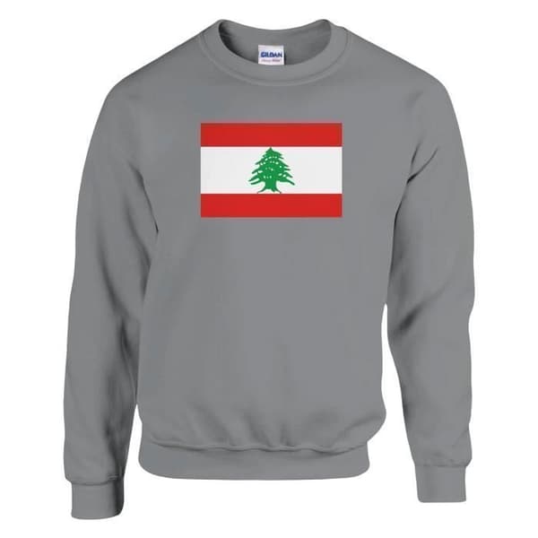 Sweatshirt - PIXELFORMA - Drapeau av Libanon - Långa ärmar - Rundad hals - Grå Grå XXXXXL