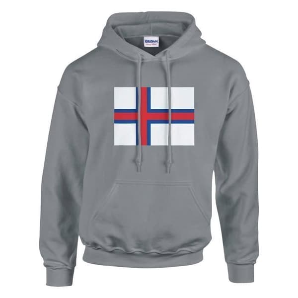Hættetrøje - PIXELFORMA - Færøernes flag - Grå - Lange ærmer - Hætte Grå jag