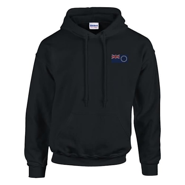 Cooköarna flagga broderad hoodie i svart Svart XL