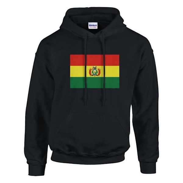 Bolivia Flag Hoodie i Svart Svart XL