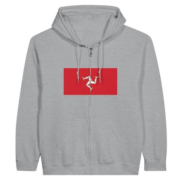 Isle of Man Flag Hoodie med dragkedja i grått Grå M