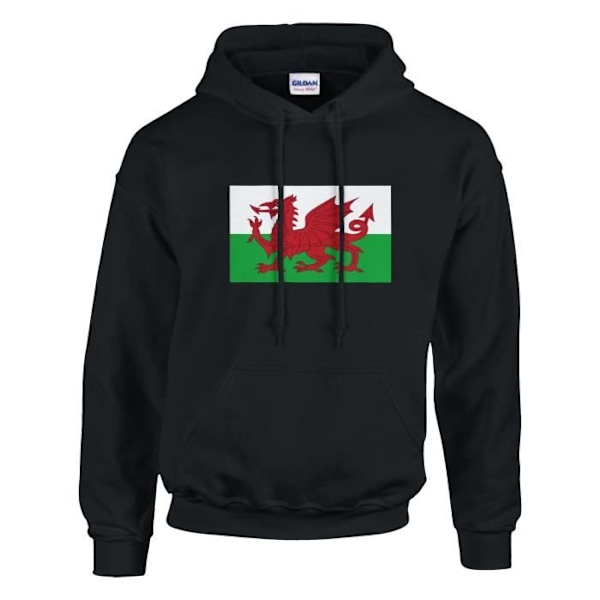 Wales Flag Hoodie i svart Svart S