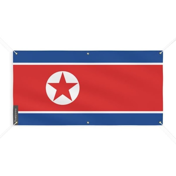 Banner Flag of North Korea 6 Øjer 190x380cm i polyester