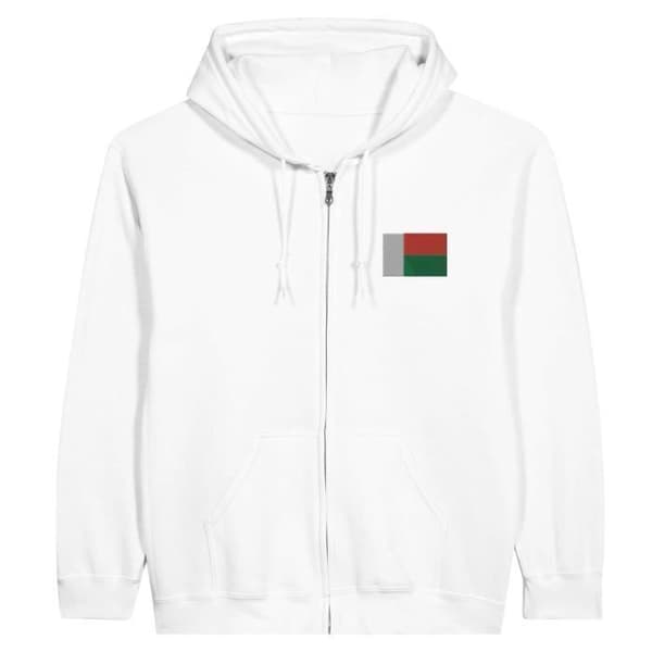 Hættenede sweatshirt - PIXELFORMA - Madagascar flag - Elegant broderi - Polyester-Bomuld - Optimal komfort Vit XL