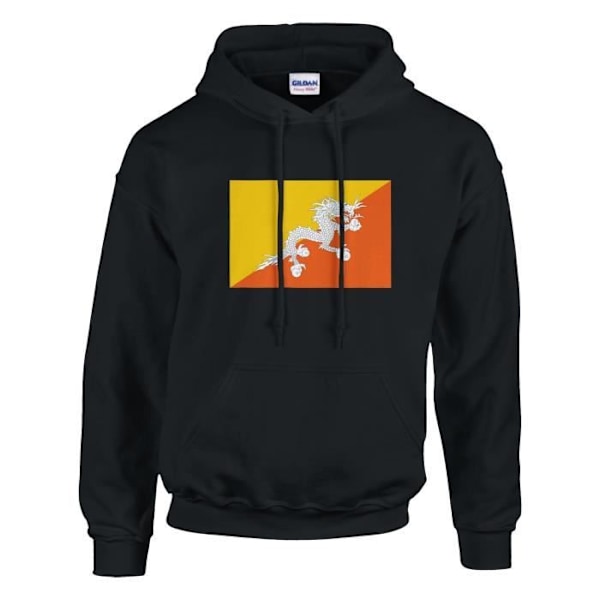 Bhutan Flag Hoodie i svart Svart M