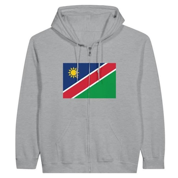 Namibia Flag Zip Hoodie i grått Grå XXL