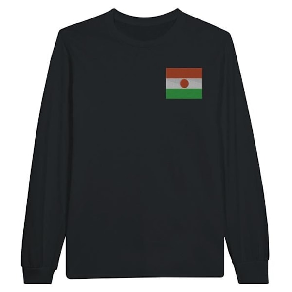 Niger Flag Broderi Långärmad T-shirt i Svart Svart S