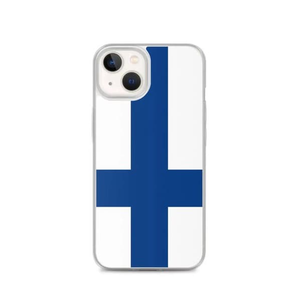 Cover til iPhone - PIXELFORMA - iPhone 13 - Finishlands flag - Blødt silikon - Letvægtsdesign Vit blå