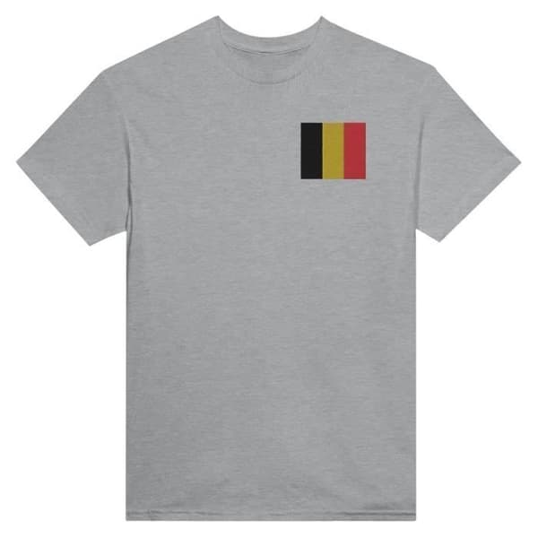 T-shirt - PIXELFORMA - Belgiens flag - Broderi - 100% bomuld - Klassisk pasform Grå XL