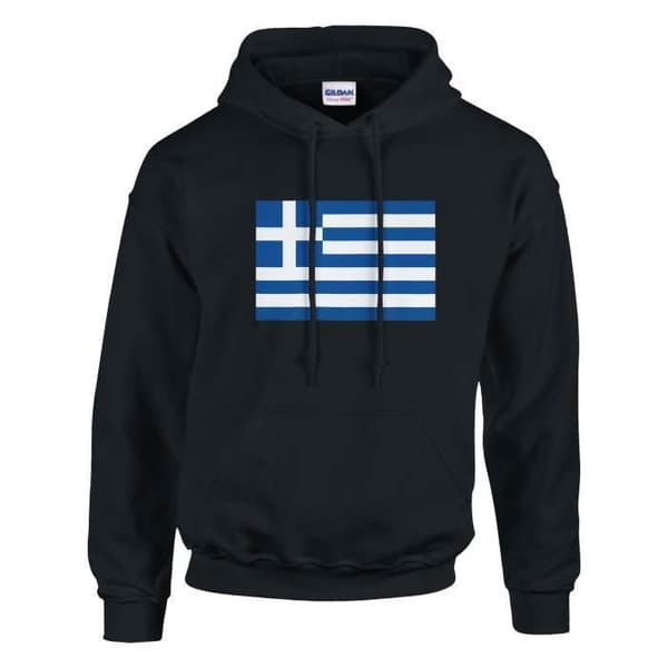 Hættetrøje - PIXELFORMA - Grækenlands flag - Sort - Lange ærmer - Unisex Svart M