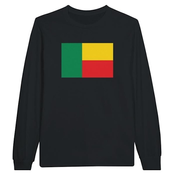 Benin Flag Langærmet T-shirt i sort Svart XXL