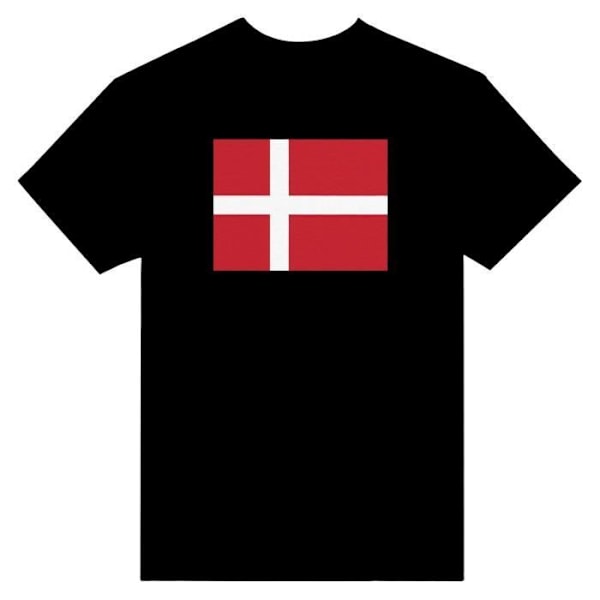 Danmark Flag T-shirt i sort farve Svart XXXL