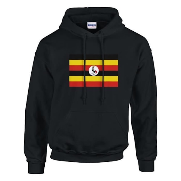 Uganda Flag Hoodie i Svart Svart jag