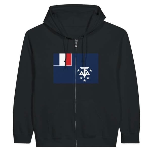 Hættebluse - PIXELFORMA - Antarktis flag - Sort - Polyester-Bomuld - Optimal komfort Svart XL