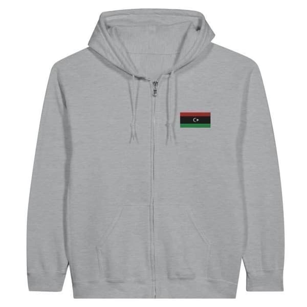 Hættejakke med lynlås - Ikke specificeret - Libyens flag - Grå - Polyester-bomuld - Unisex Grå M