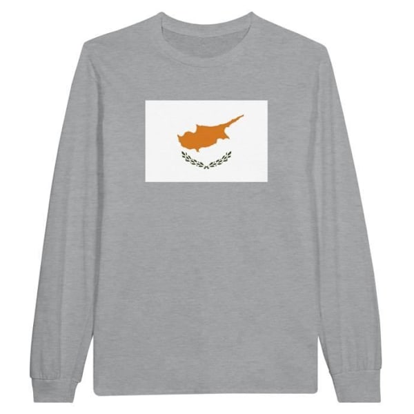 Cyprus Flag langærmet T-shirt i grå Grå M