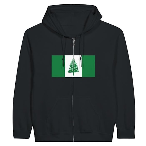 Norfolk Island Flag Hoodie med dragkedja i svart Svart XXL