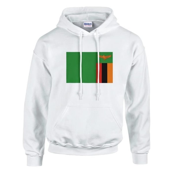 Zambia Flag Hoodie i Vit Vit jag