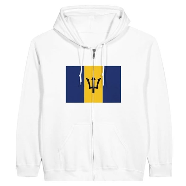 Barbados Flag Zip Hoodie i Vit Vit S