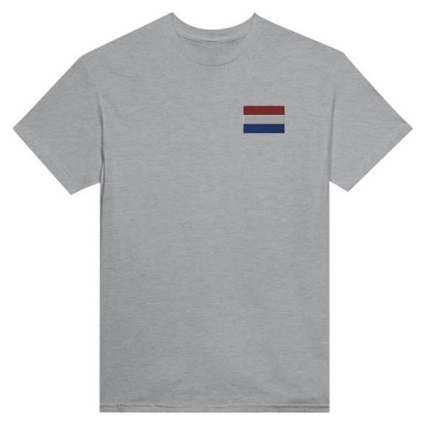 Nederländerna flagga broderi T-shirt i grått Grå jag