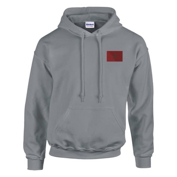 Marocko flagga broderad hoodie i grått Grå M