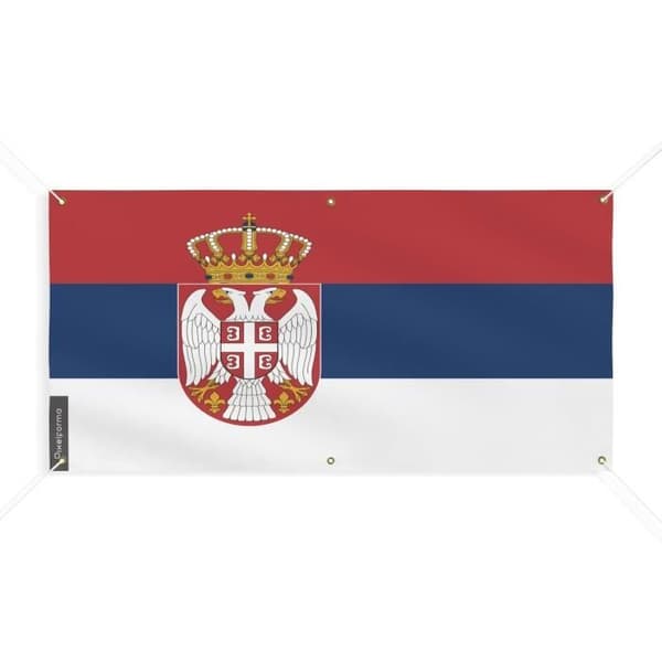 Serbien Flag Banner 6 Øjer 170x340cm i polyester