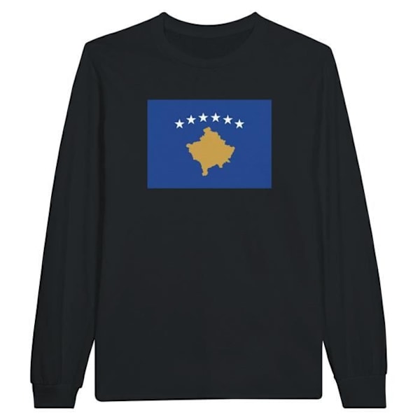 Kosovo Flag Langærmet T-shirt i sort Svart S