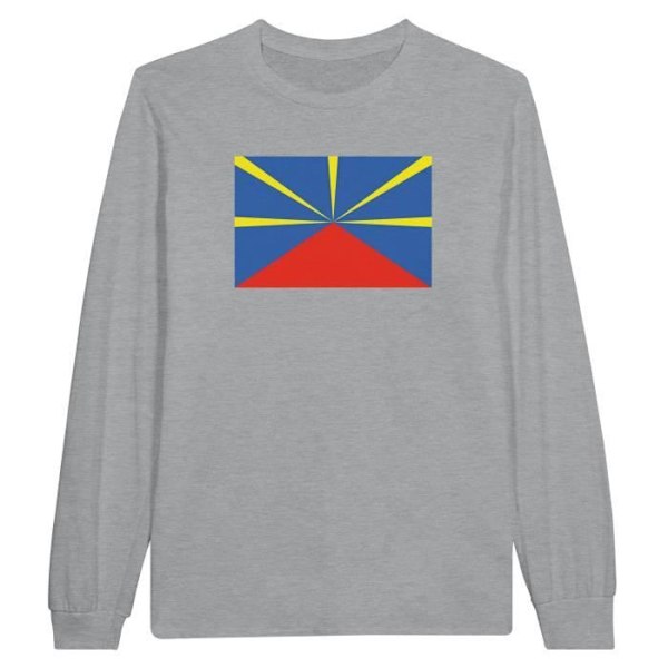 Reunion Flag langærmet T-shirt i grå Grå jag