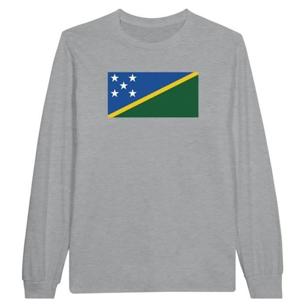 Solomon Islands Flag langærmet T-shirt i grå Grå XXL