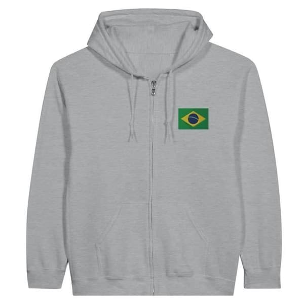 Hættetrøje - PIXELFORMA - Brasiliens flag - Grå - Lange ærmer - Hættekrave Grå M