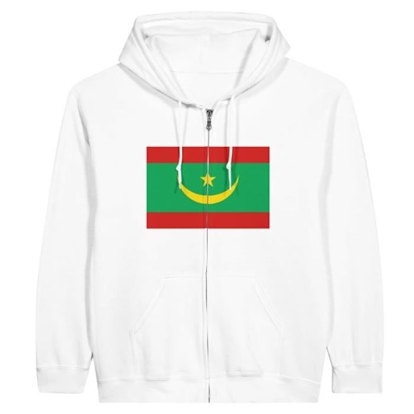 Mauretania Flag Zip Hoodie i Vit Vit S