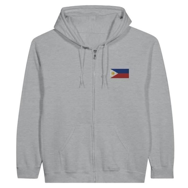 Philippines Flag Brodery Zip Hoodie i grått Grå jag