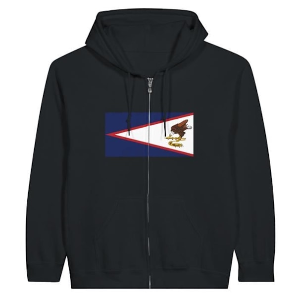 American Samoa Flag Hoodie med dragkedja i svart Svart jag