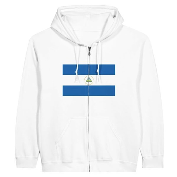 Nicaragua Flag Zip Hoodie i Vit Vit XXXL