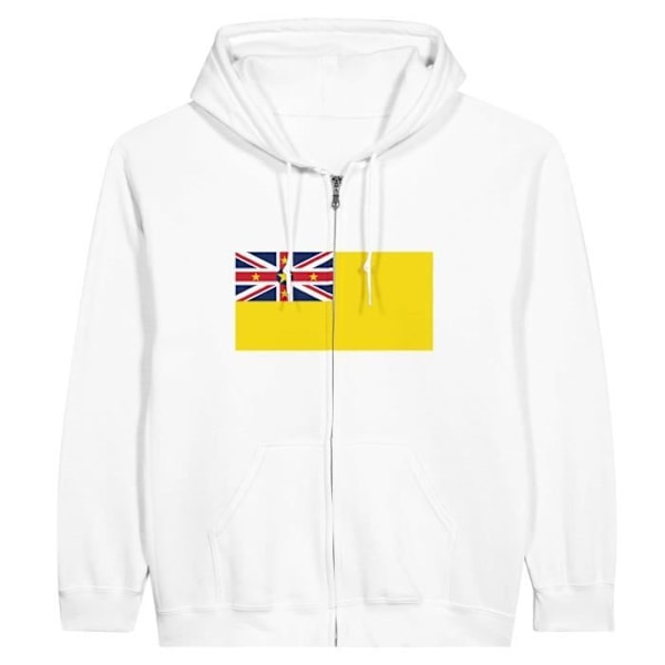 Niue Flag Zip Hoodie i Vit Vit jag