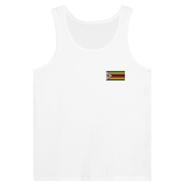 Zimbabwe Flag Embroidery Linne i Vit Vit M