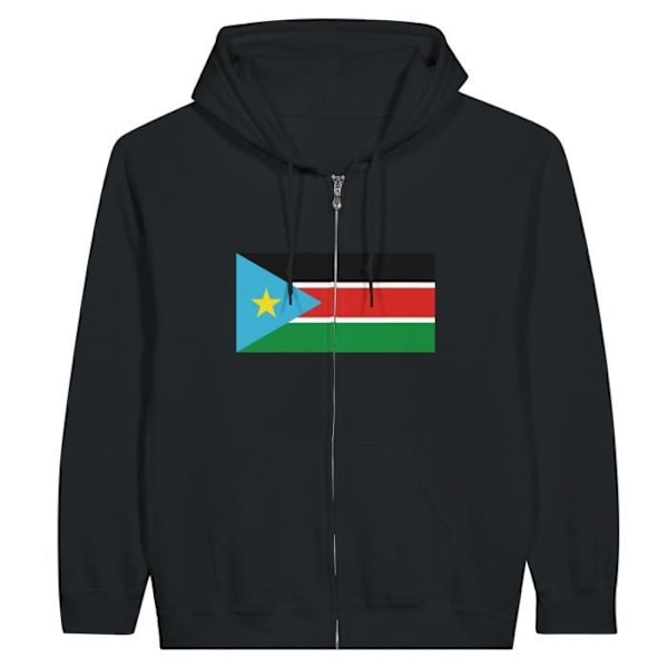 South Sudan Flag Hoodie med dragkedja i svart Svart XXXL