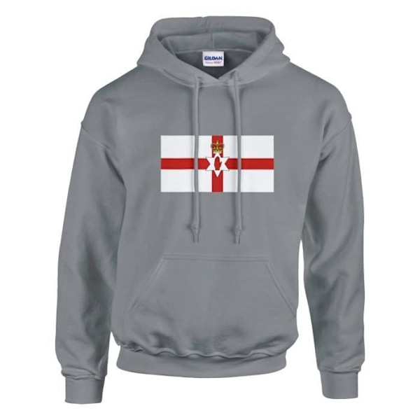 Northern Ireland Flag Hoodie i grått Grå M