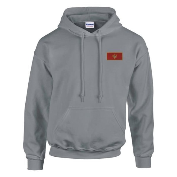 Broderad Montenegro Flag Hoodie i grått Grå XXXL